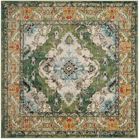 Safavieh 9 x 9 ft. Monaco Power Loomed Square Area Rug Forest Green & Light Blue MNC243F-9SQ